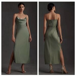 BHLDN Elegant Moss Green Sleeveless Dress